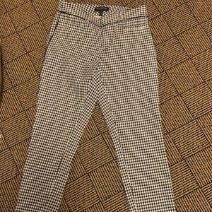 BR Sloan Cigarette Pants, Black and White Houndstooth, Size Petite 0